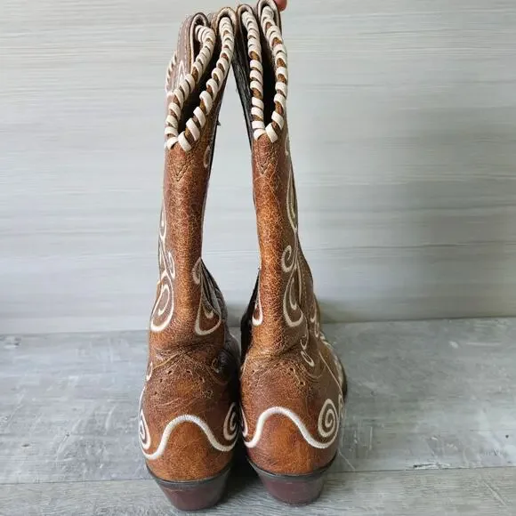 Ariat Shelleen Womens Western Leather Boots White Swirl Embroidery Size 7.5 - Picture 9 of 15